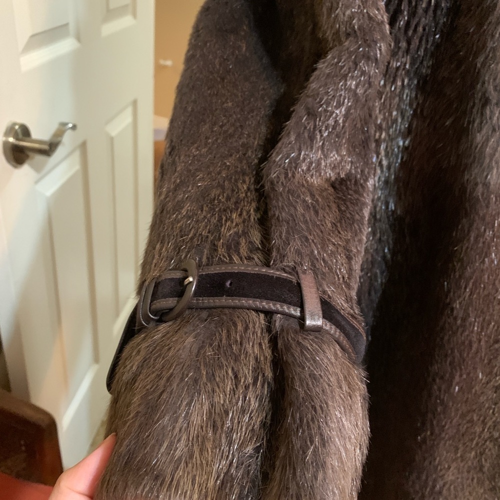 Luxurious Dark Brown nutria genuine Fur long Coat - Picture 3 of 6